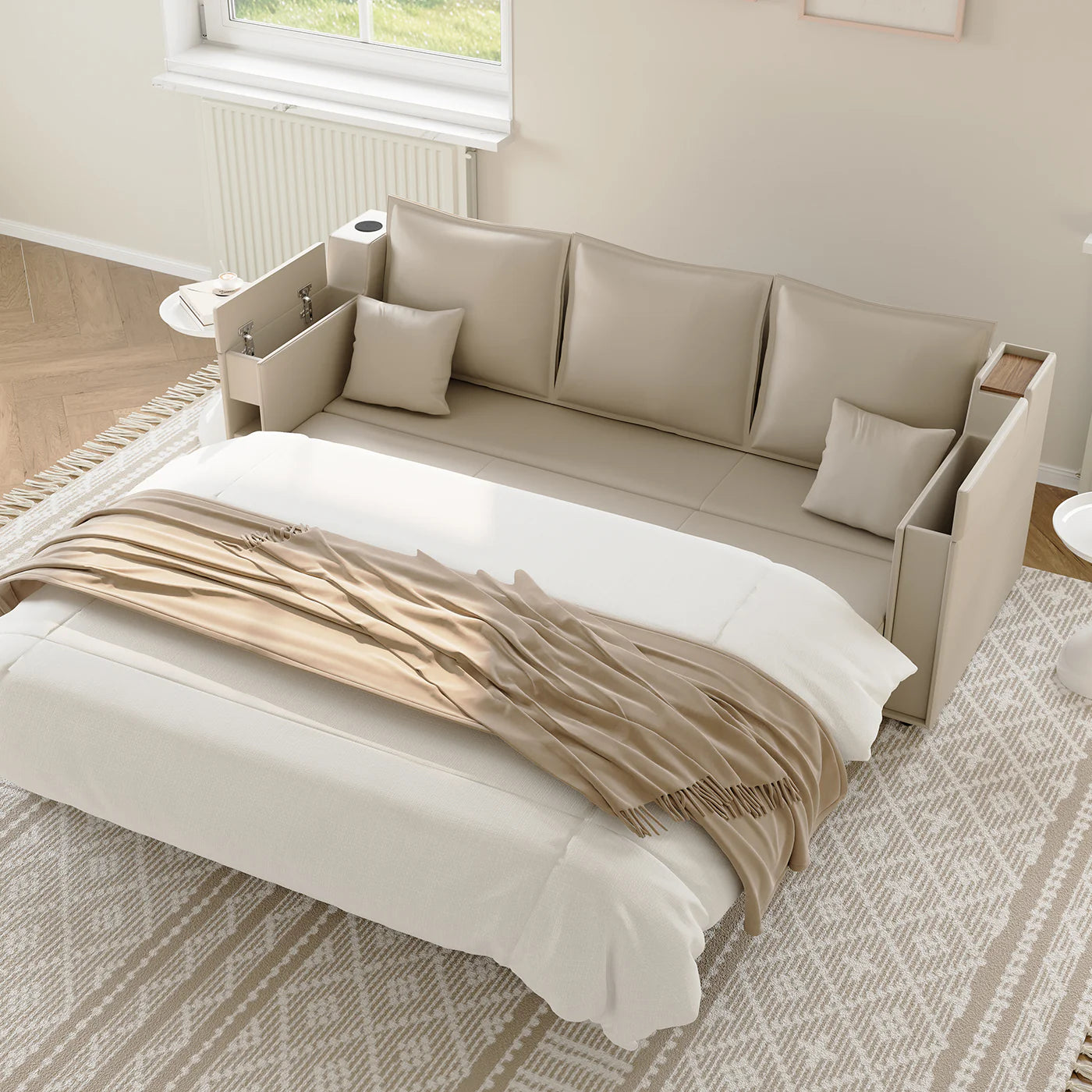 Japandi Convertible Sleeper Sofa