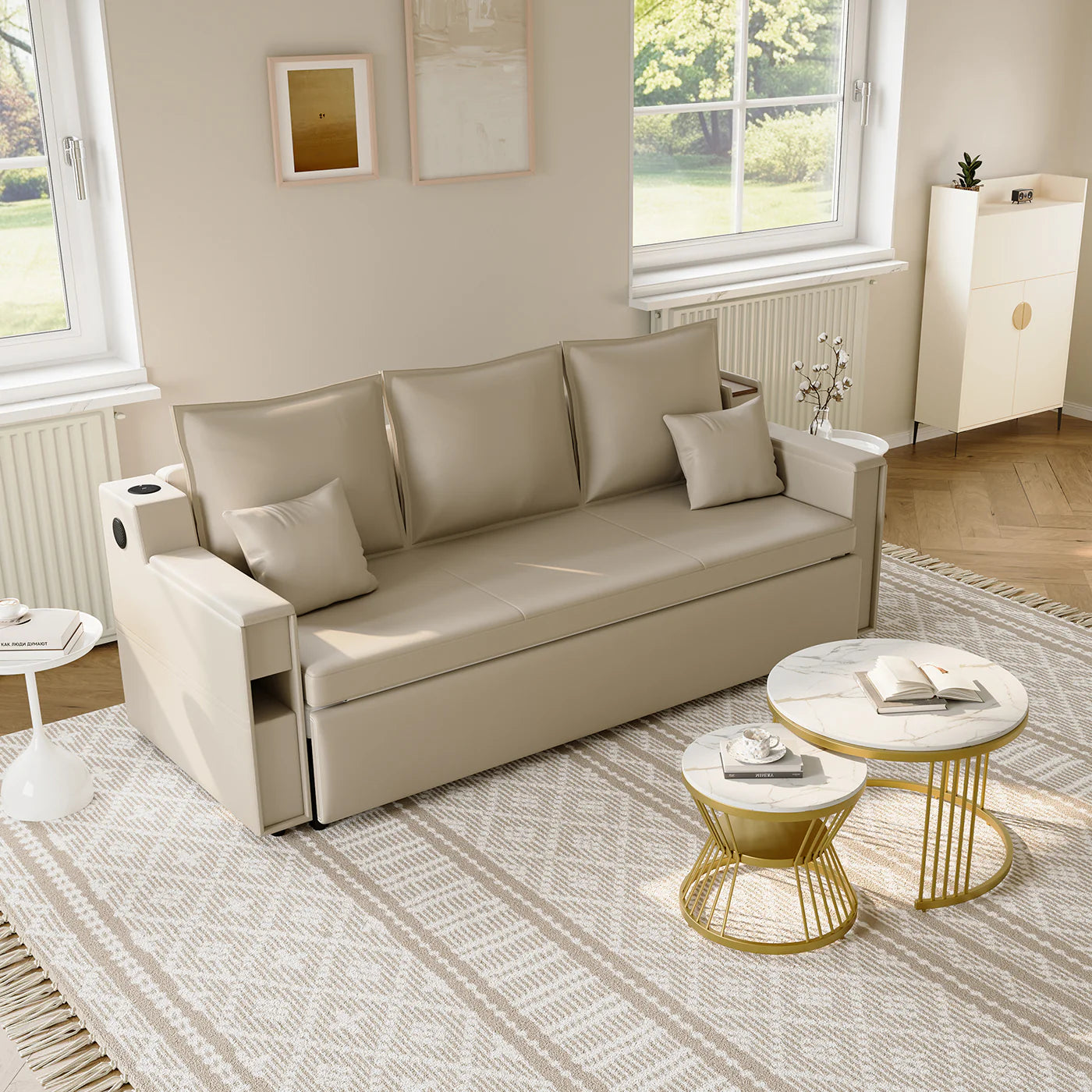 Japandi Convertible Sleeper Sofa