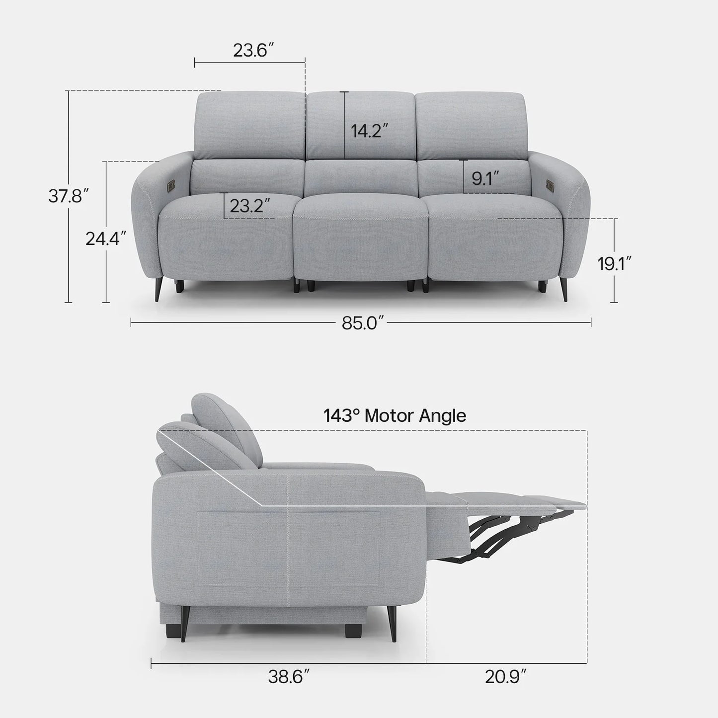 AeroStretch Power Zero Recliner Sofa