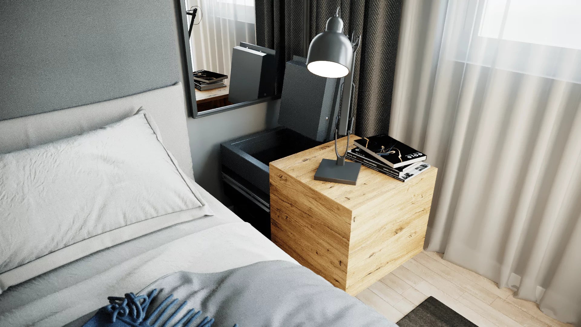 Balzblock T50 Bedside Table with Safe